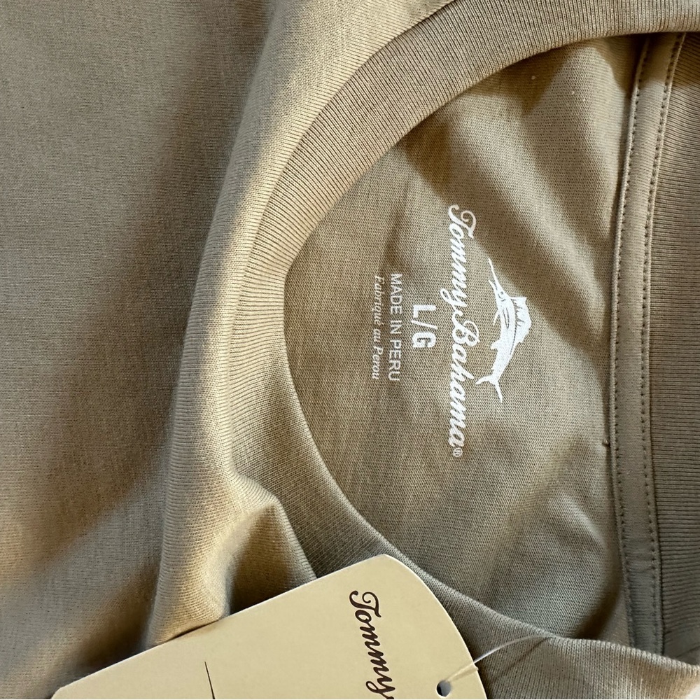 New Tommy Bahama PRACTICE YOUR SWING T-shirt Size Mens L Tan/Beige, NWT - Picture 5 of 5